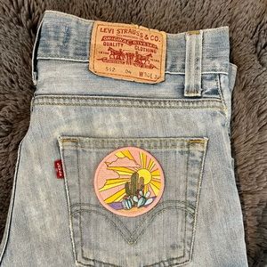 Levi Bootcut Distressed Vintage Jean Short with Desert patch